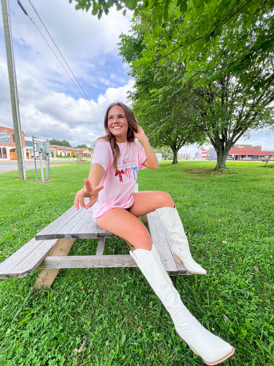 CUSTOM ORDER: God Bless America Tee or Sweatshirt- Baby Pink