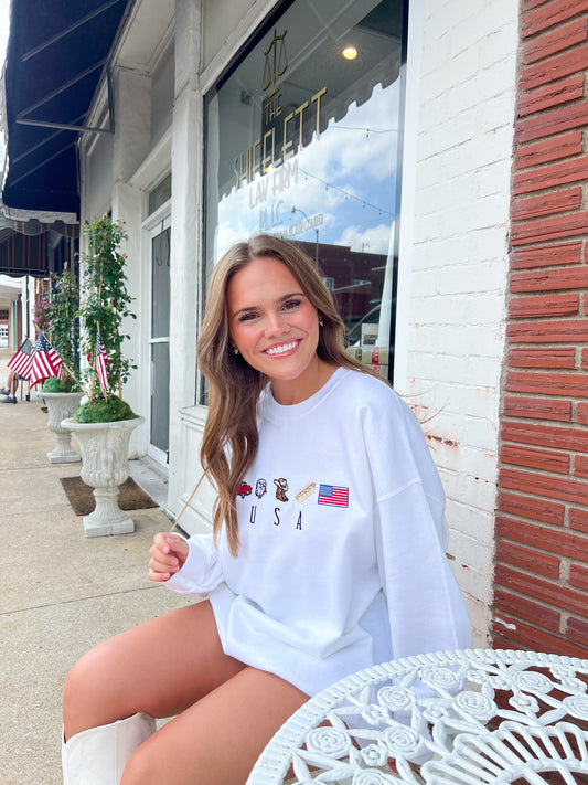 CUSTOM ORDER: USA Tee or Sweatshirt- White