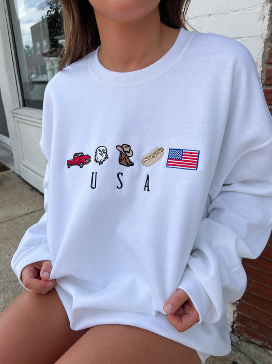 CUSTOM ORDER: USA Tee or Sweatshirt- White