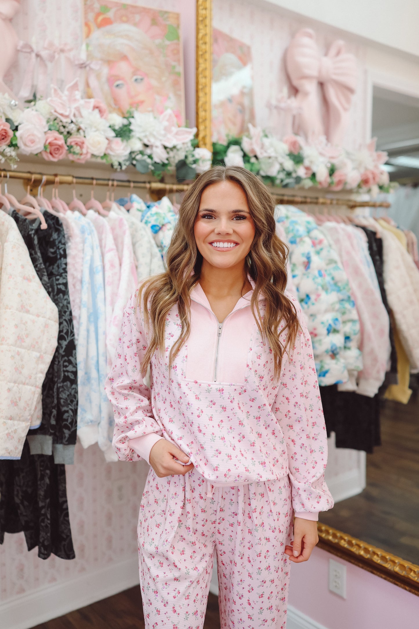 Lollie Ditsy Floral Thermal Set - Pink