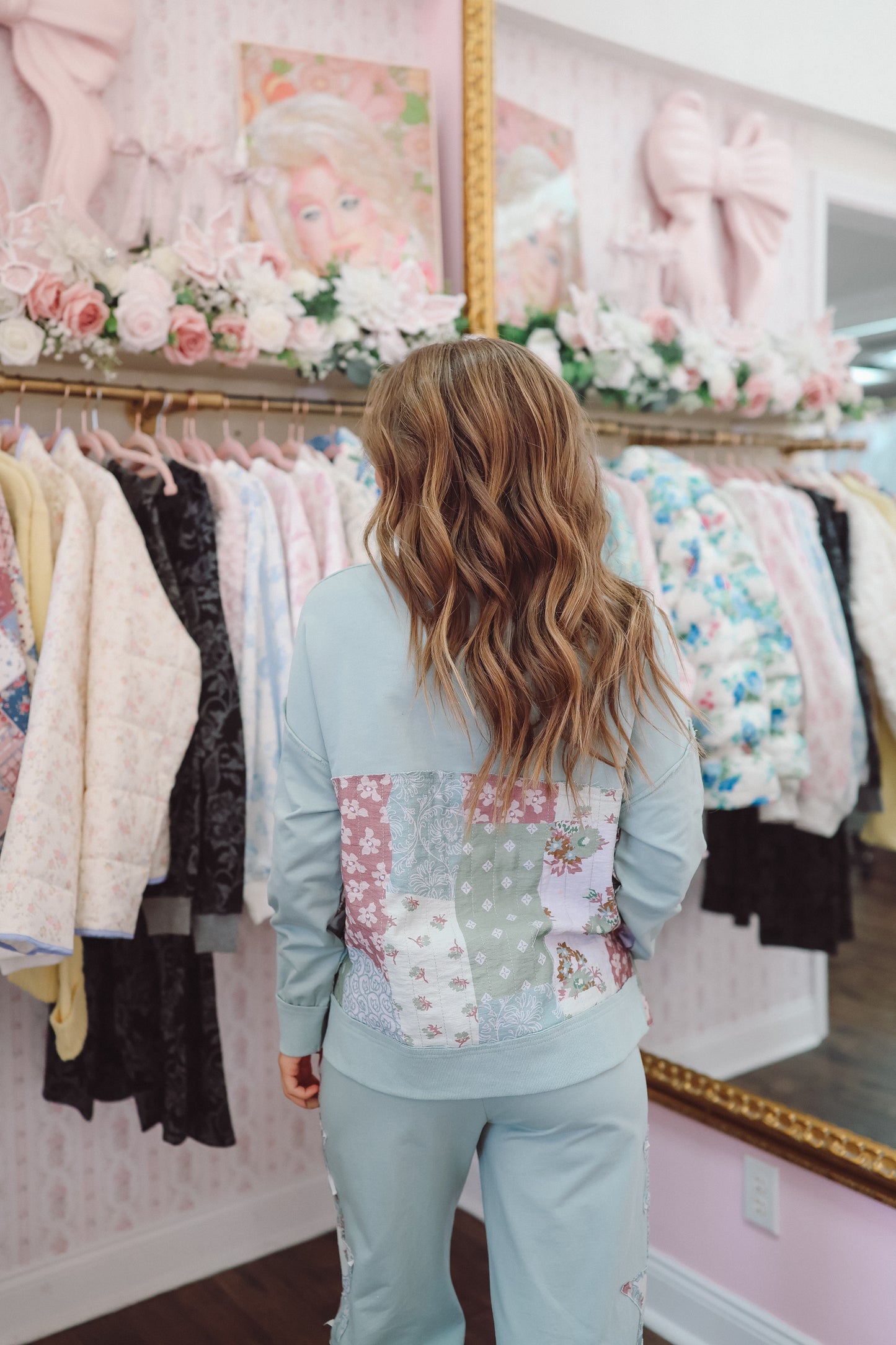 Nina Patchwork Pullover Top - Sage Multi