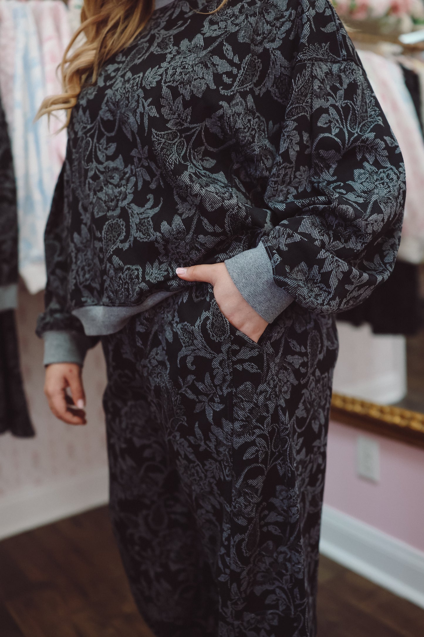 Annie Floral Lounge Pants - Black