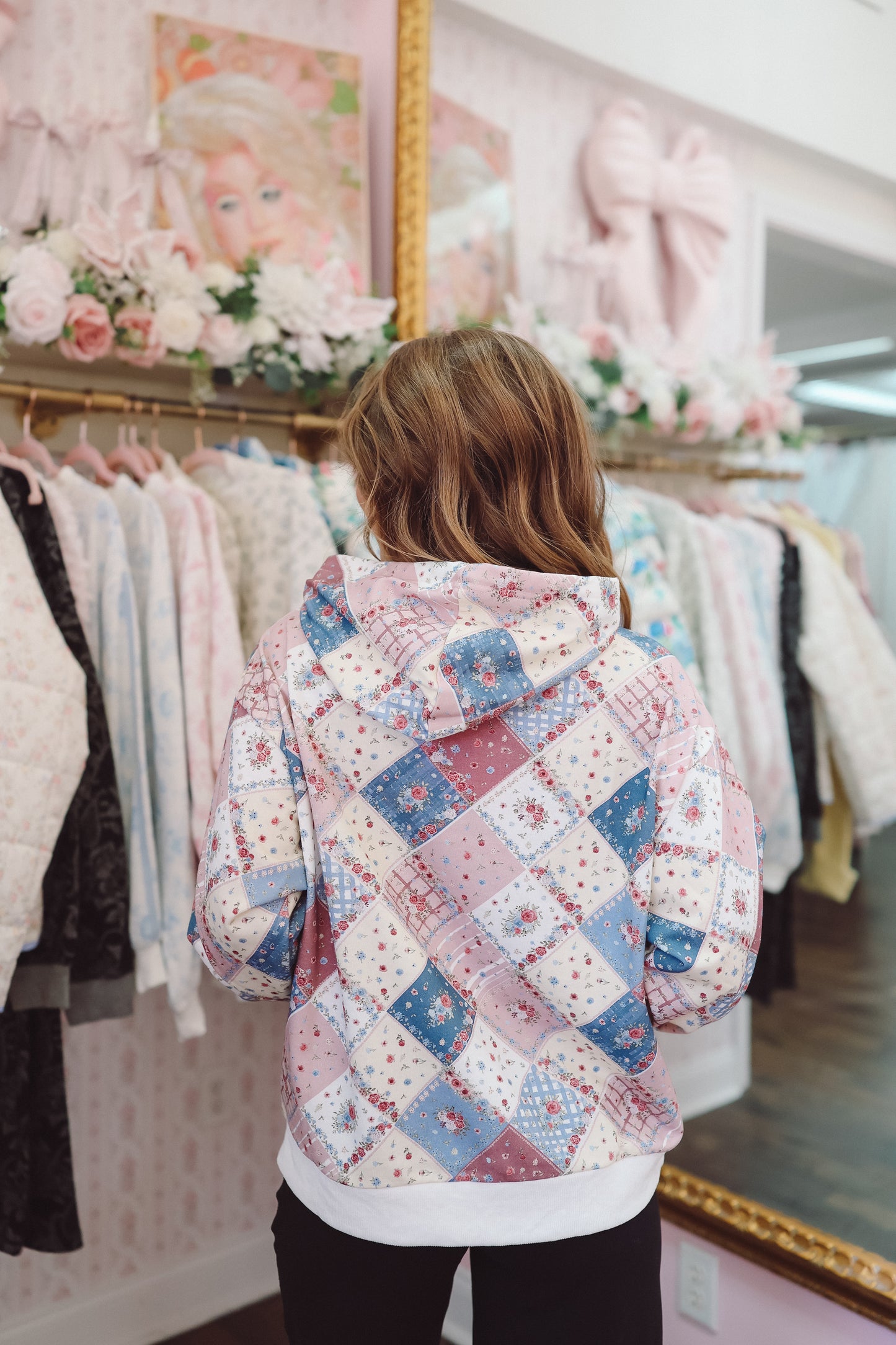 Haven Patchwork Quilted Hoodie - Blue Multi