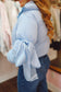 Zena Bow Puffer Jacket - Light Blue