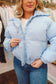 Zena Bow Puffer Jacket - Light Blue