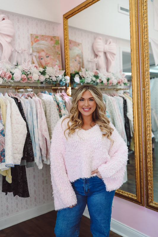 Gina Fuzzy Sweater - Pink
