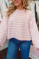 Shelley Striped Crew Neck Sweater - Pink