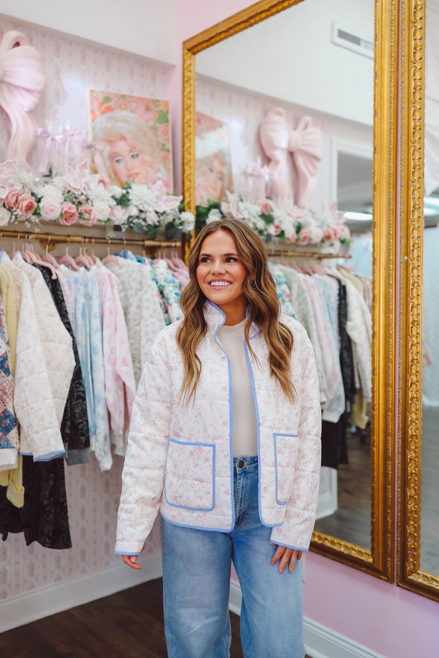 Janie Quilted Floral Jacket - Ivory