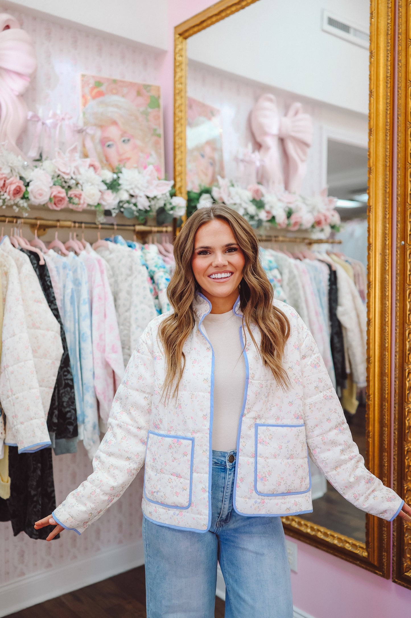 Janie Quilted Floral Jacket - Ivory