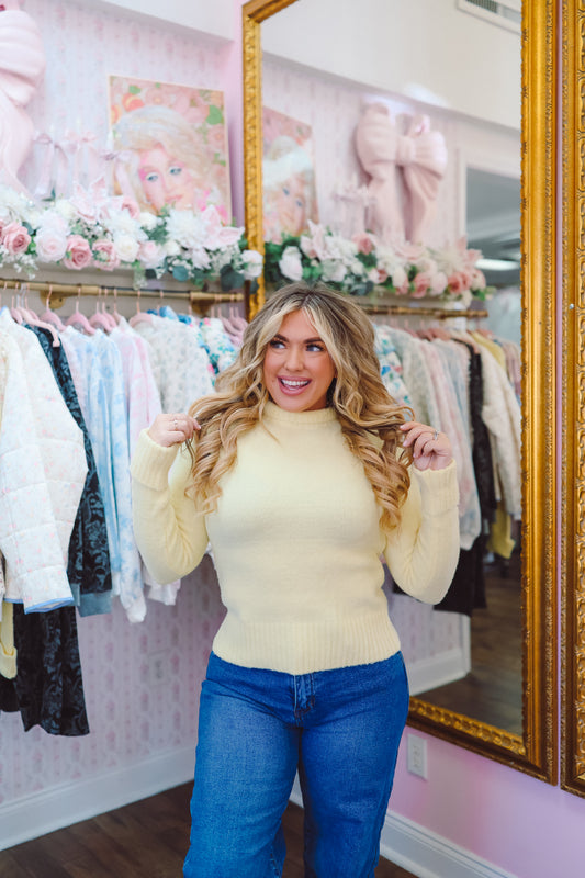 Stella Mock Neck Sweater - Yellow