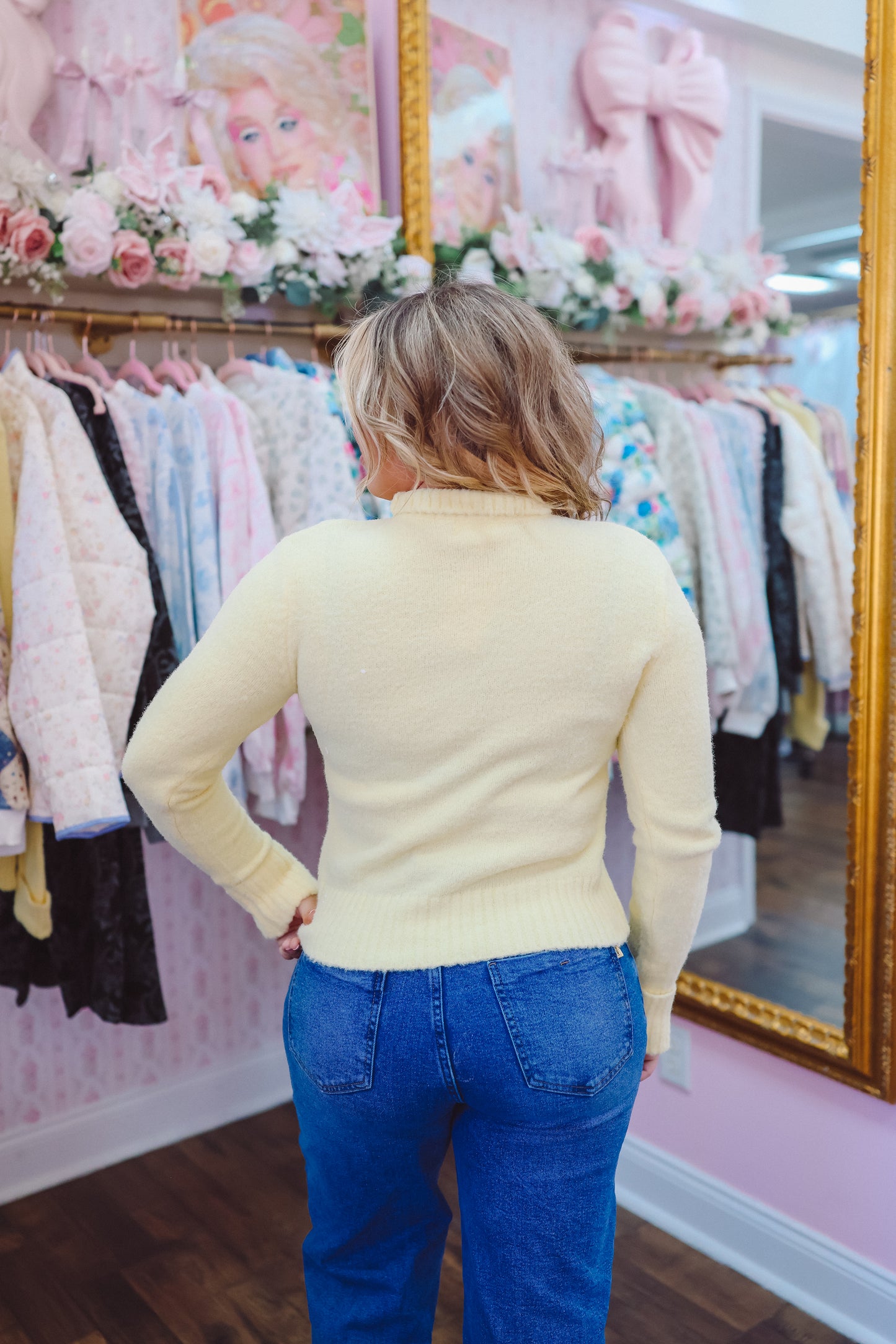 Stella Mock Neck Sweater - Yellow