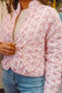 Peyton Floral Heart Pocket Quilted Jacket - Pink