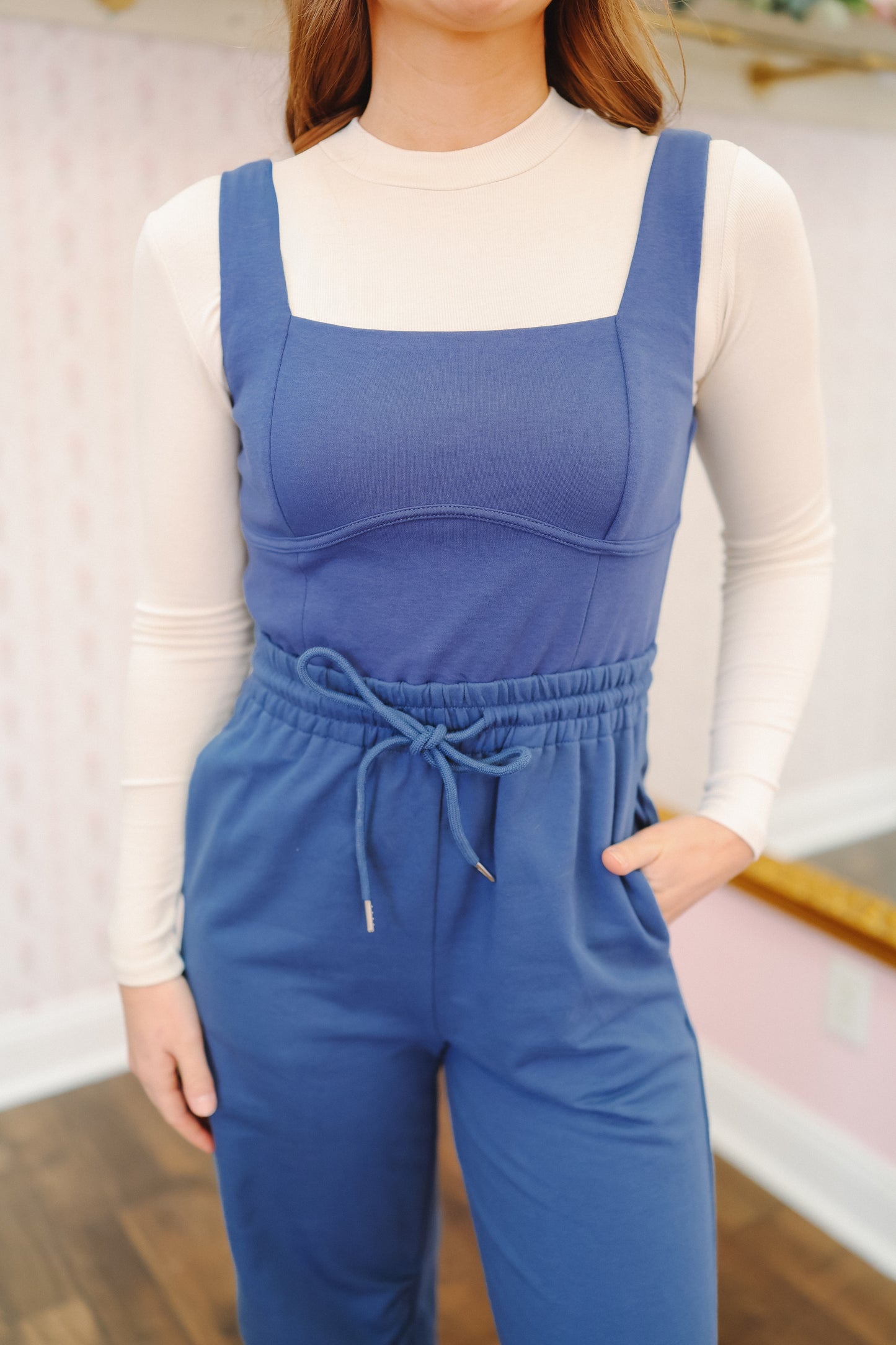 Rainey Adjustable Drawstring Jumpsuit - Denim Blue