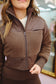 Norrah Fleece Cropped Jacket - Chocolate