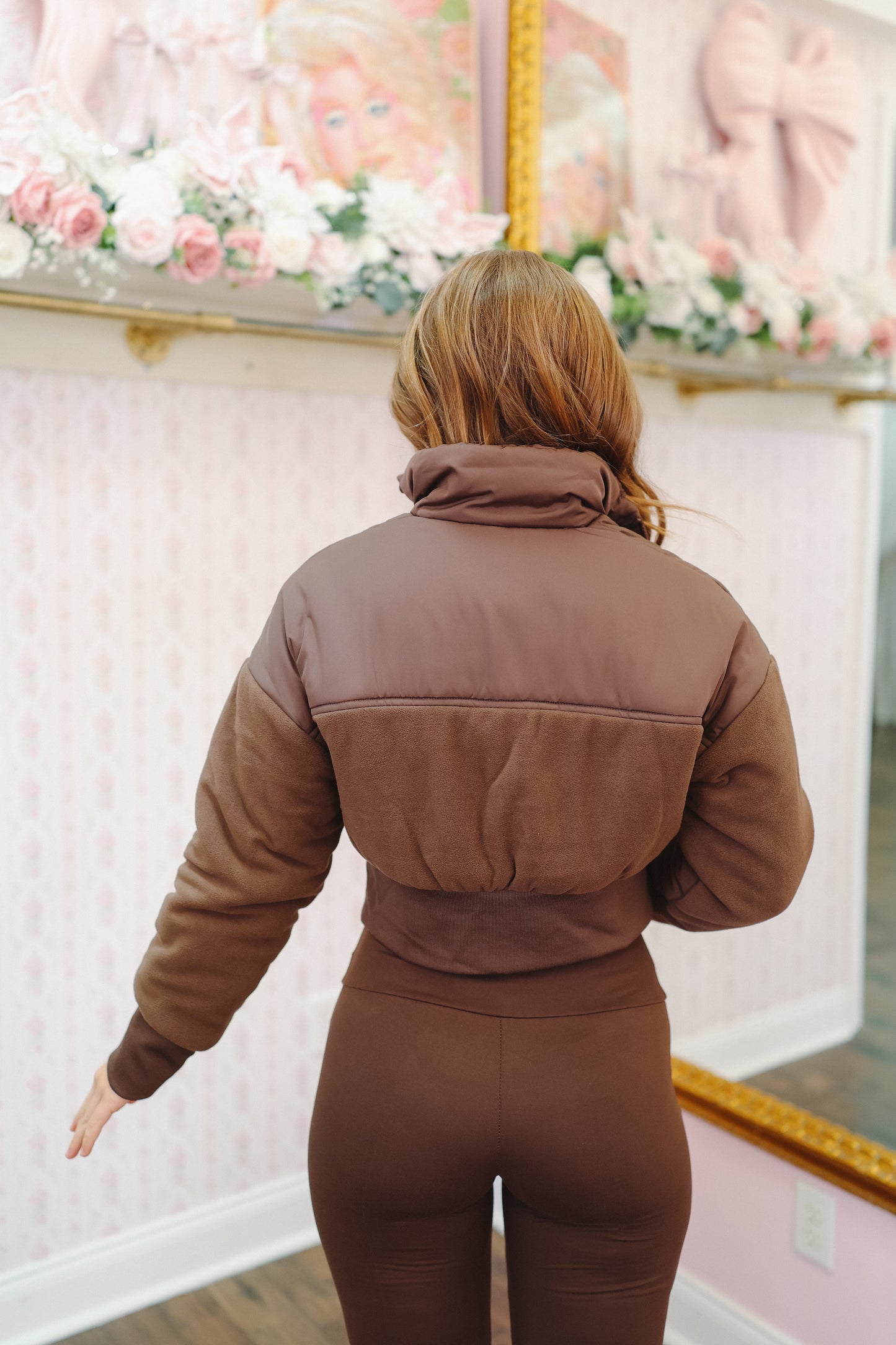 Norrah Fleece Cropped Jacket - Chocolate