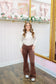 Carol Foldover Knit Flare Pants - Chocolate