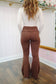 Carol Foldover Knit Flare Pants - Chocolate