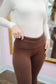 Carol Foldover Knit Flare Pants - Chocolate