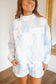 Kathleen Patchwork Quilted Mock Neck Short Set - Blue