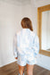 Kathleen Patchwork Quilted Mock Neck Short Set - Blue