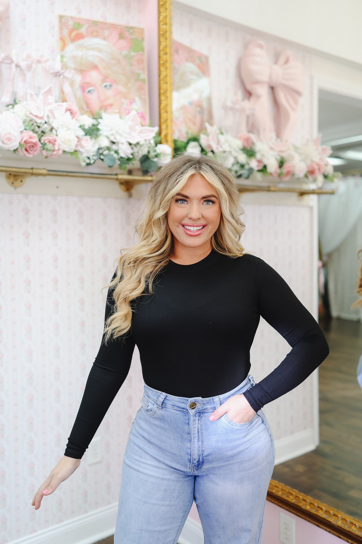 Gabby Mock Neck Bodysuit - Black