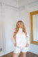 Kathleen Patchwork Quilted Mock Neck Short Set - Pink