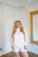 Kathleen Patchwork Quilted Mock Neck Short Set - Pink