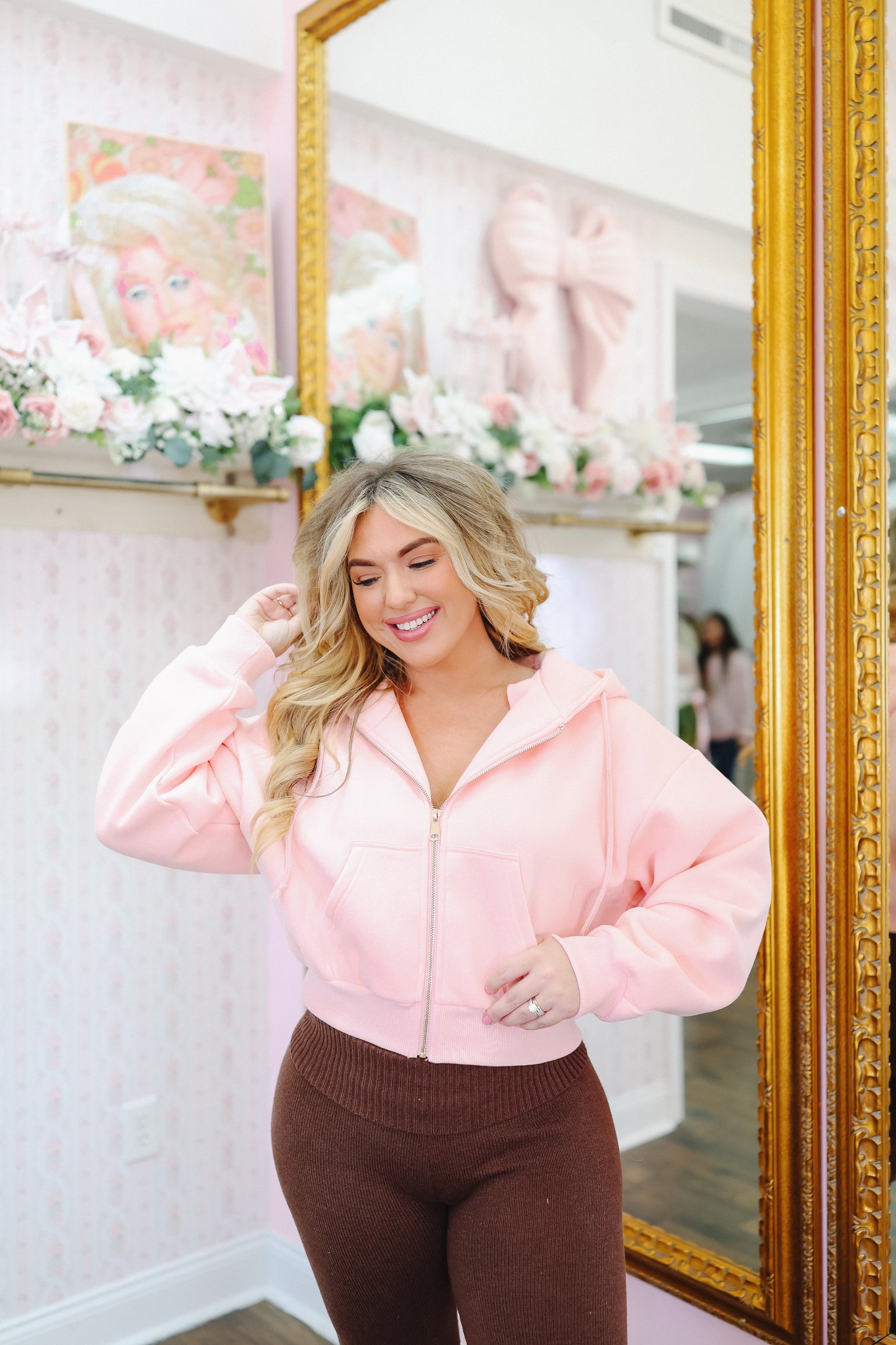 Lilly Zip-Up Hooded Jacket - Light Pink