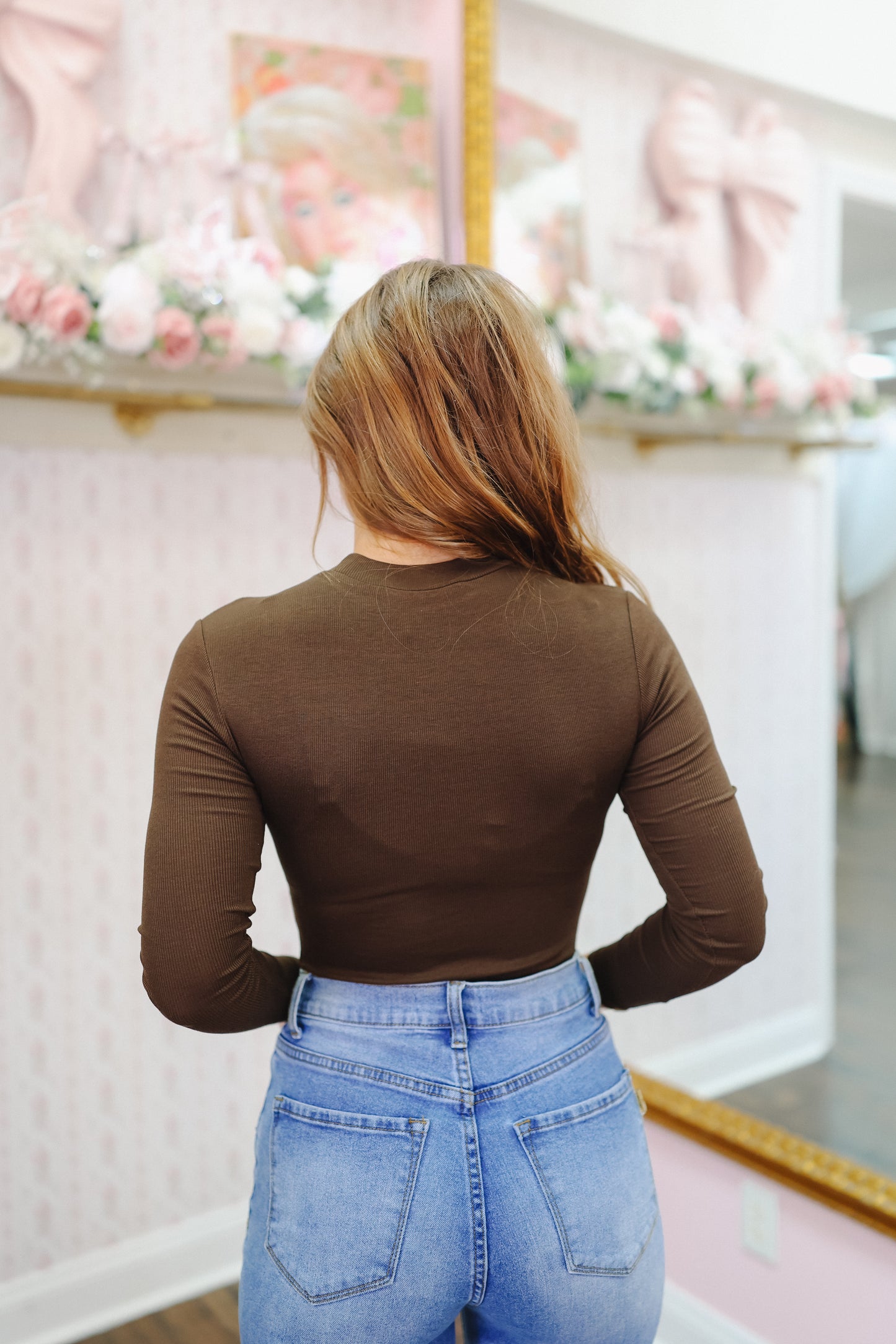 Gabby Mock Neck Bodysuit - Coffee