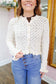 Taylor Ruffle Hem Eyelet Cardigan - Off White