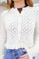 Taylor Ruffle Hem Eyelet Cardigan - Off White