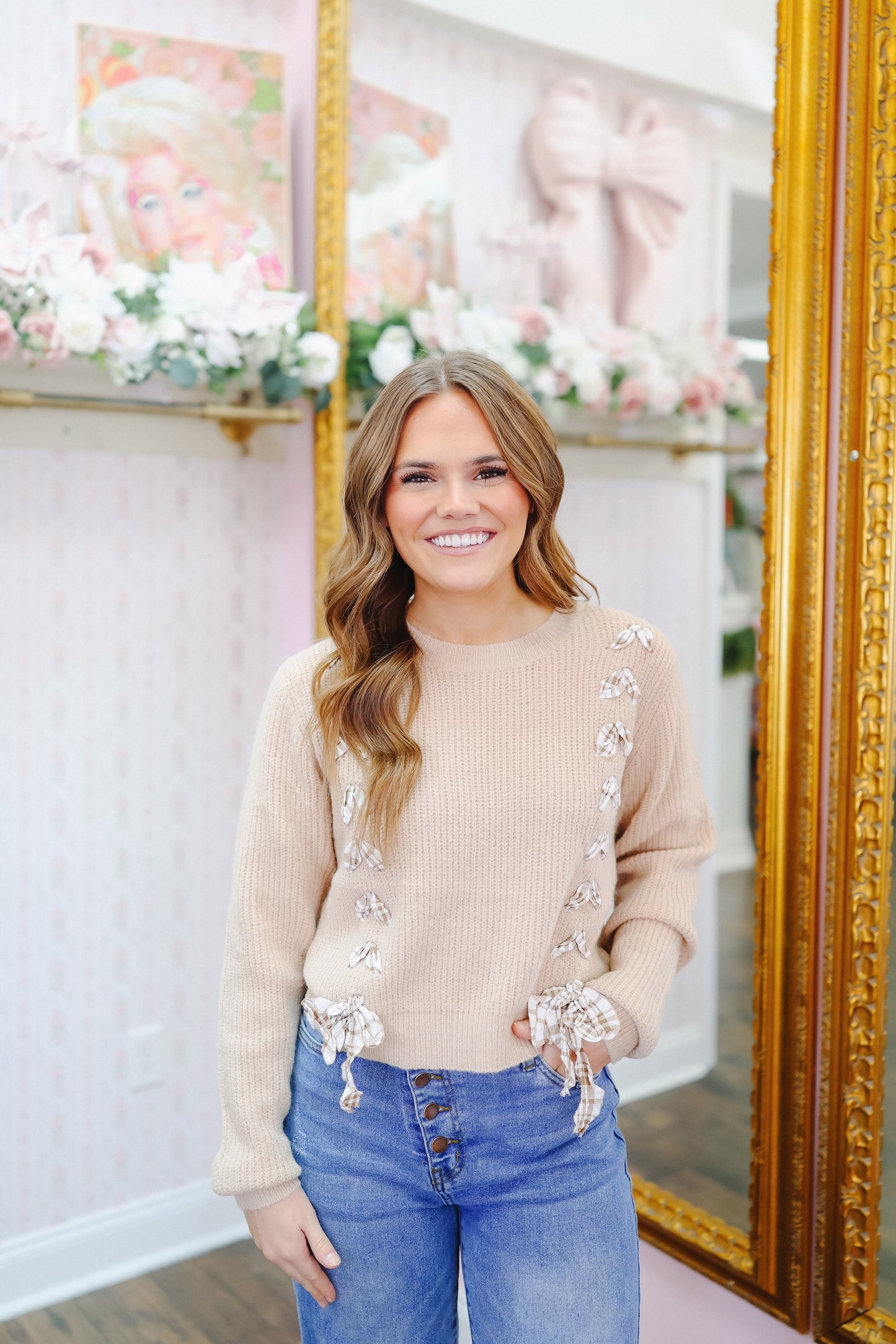 Jessica Lace-Up Sweater - Taupe