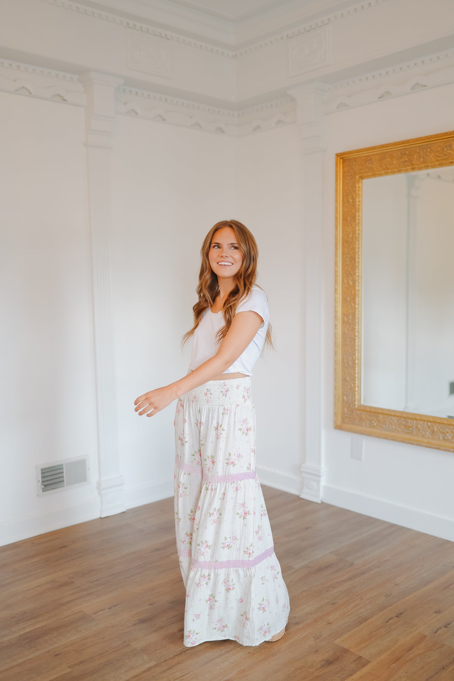 Ruth Rose Printed Gauze Pants - Blush