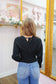 Tancy Dolman Sleeve Back Tie Sweater - Black