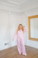 Miranda Floral Waffle Half-Zip Lounge Set - Pink