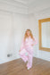 Miranda Floral Waffle Half-Zip Lounge Set - Pink