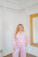 Miranda Floral Waffle Half-Zip Lounge Set - Pink