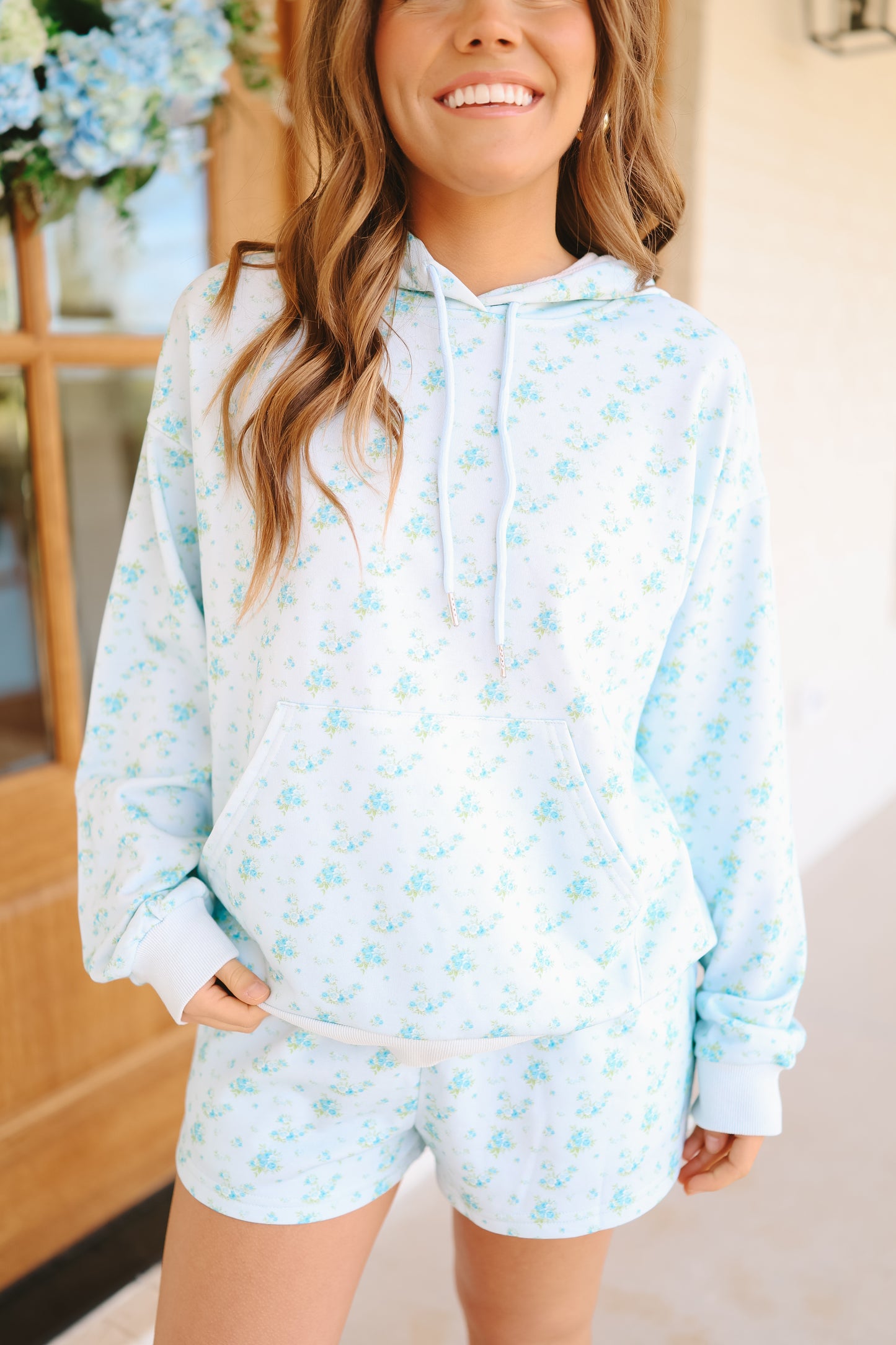 Kris Ditsy Floral Short Set - Blue