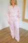 Miranda Floral Waffle Half-Zip Lounge Set - Pink
