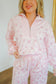 Miranda Floral Waffle Half-Zip Lounge Set - Pink