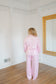 Miranda Floral Waffle Half-Zip Lounge Set - Pink