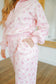 Miranda Floral Waffle Half-Zip Lounge Set - Pink