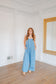 Quinn Pleated Polka Dot Wide Leg Jumpsuit - Denim
