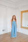 Quinn Pleated Polka Dot Wide Leg Jumpsuit - Denim