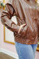 Darcy Oversized Vegan Leather Bomber Jacket - Chocolate