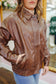 Darcy Oversized Vegan Leather Bomber Jacket - Chocolate
