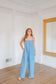 Quinn Pleated Polka Dot Wide Leg Jumpsuit - Denim
