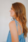 Quinn Pleated Polka Dot Wide Leg Jumpsuit - Denim