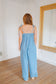 Quinn Pleated Polka Dot Wide Leg Jumpsuit - Denim