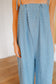 Quinn Pleated Polka Dot Wide Leg Jumpsuit - Denim